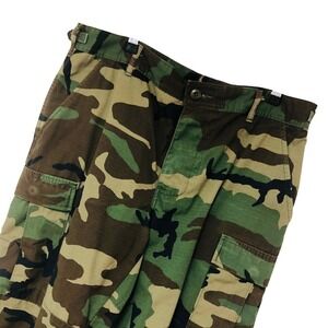 Woodland Camo Combat BDU Pants Hot Weather Ripstop Cargo Button Fly Mens 35x29.5